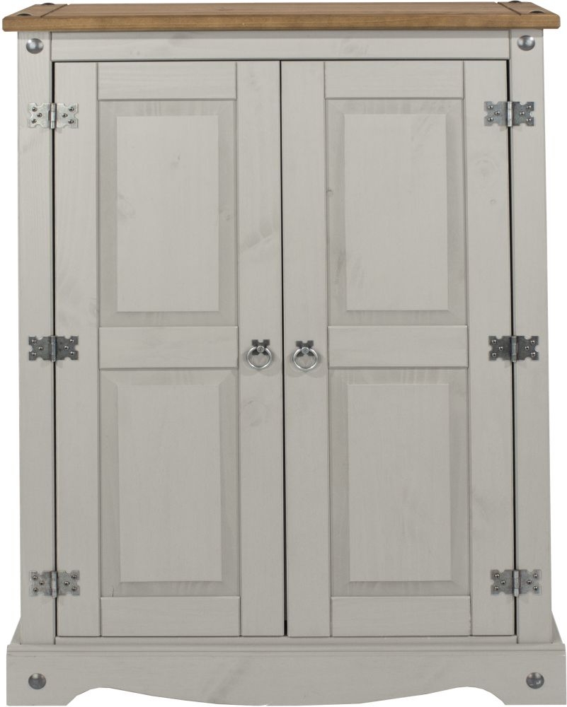 Product photograph of Corona Grey Mexican Pine 2 Door Cupboard Unit from Choice Furniture Superstore.